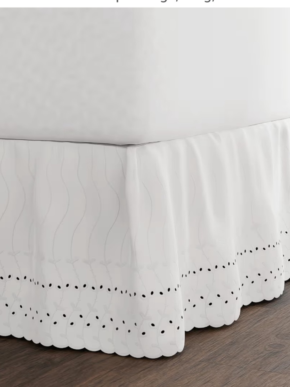 WHITE Eyelet Bed Skirt 14” Drop - KING